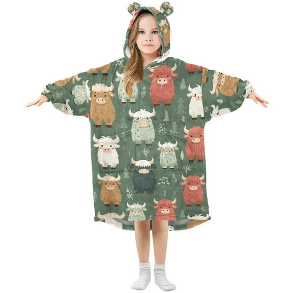 joogoo Wearable Blanket Hoodie for Cute Cartoon Cows Oversized Sherpa Hooded 3-14 YR M