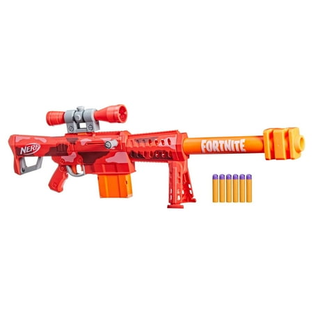 Nerf Fortnite Heavy SR Dart Blaster with Scope, 6 Mega Darts Kids Toys for Outdoor Summer Games Ages 8 and Up