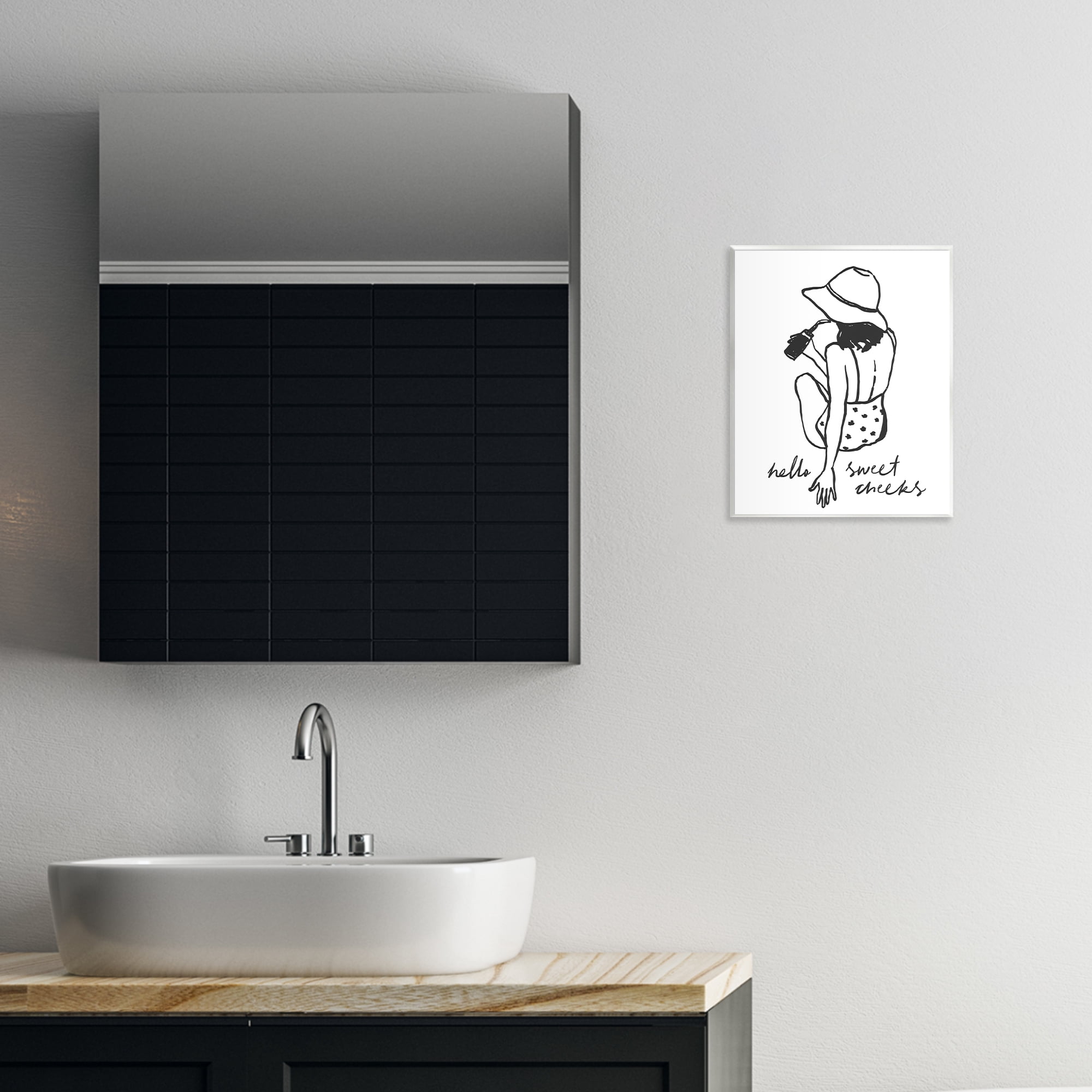 Stupell Industries Bathroom Refresh Sweet Cheeks Wall Plaque Art, design by Lettered and Lined