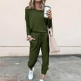 thumbnail image 2 of Odeerbi Solid Color Sweatsuits 2 Piece Set for Women 2025 Fashion Color Sets Fall Outfits Hood Wear Lounge Wear Suit Sport Set Tops+Pants Olive Green, 2 of 5