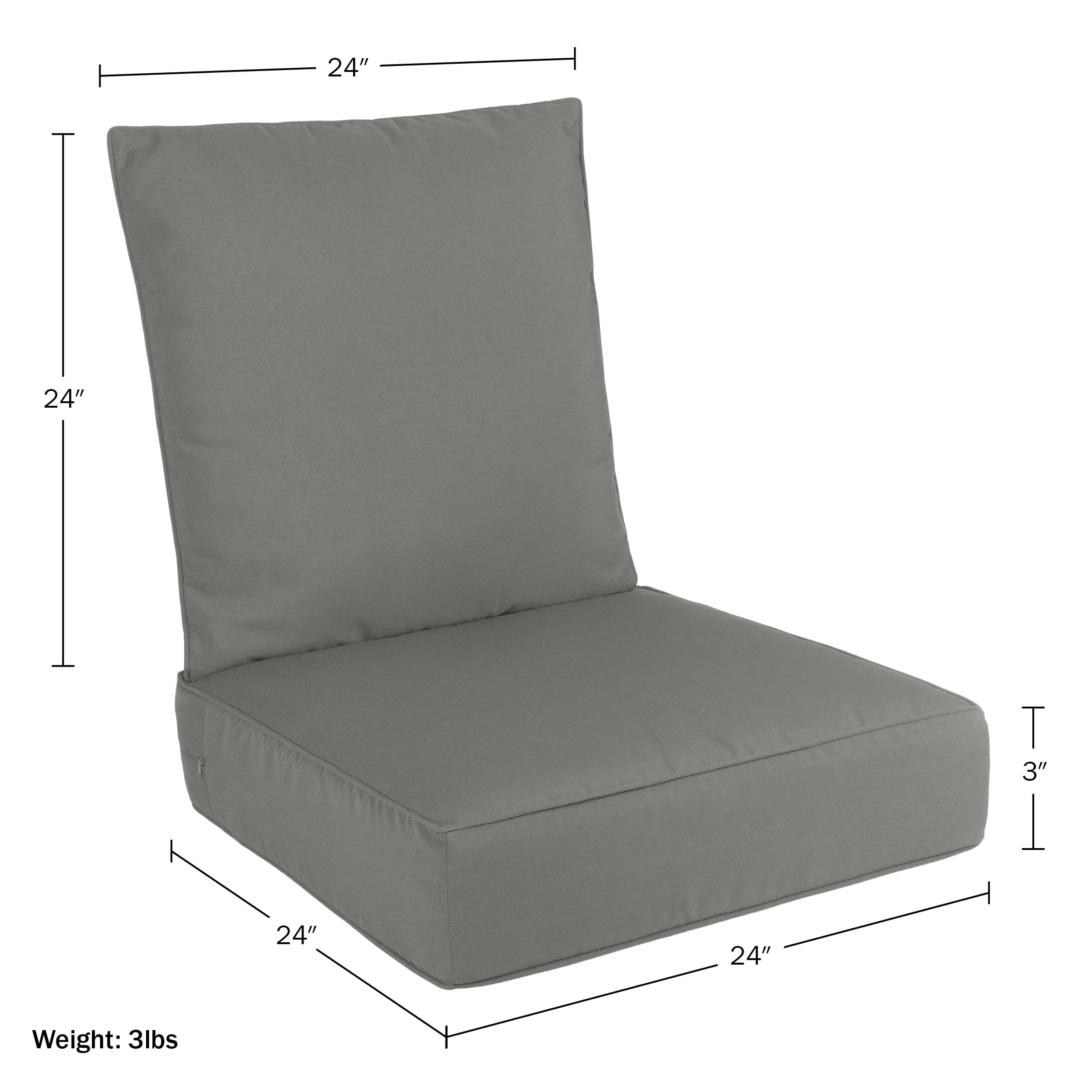 Lavish Home 24x24 Outdoor Patio Chair Cushion with Sun and Water-Resistant Removable Cover (Gray)