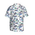 thumbnail image 2 of Uemuo Hawaii Palms Printed Regular Fit Short Sleeve Casual Hawaiian Shirt for Men,Aloha shirt,Tropical shirt,Floral print shirt,Vacation Beach shirt-, 2 of 9