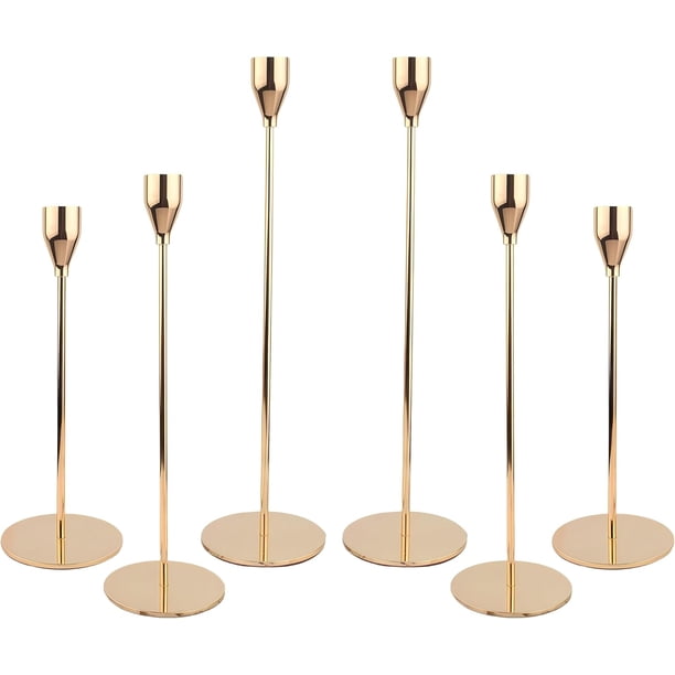 Juego de 6 Candelabros para Velas de Metal, Portavelas para Velas Cilíndricas de 3/4 Pulgada, Porta Velas Decorativos para Mesa, Adecuados para Bodas, Propuestas, Festivales, Fiestas.