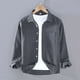 thumbnail image 2 of Camisas De Vestir Para Hombre Manga Larga Camisa de hombre Moda Tendencia Suelta Cuello cuadrado Camisa casual a rayas (Grey, M), 2 of 3