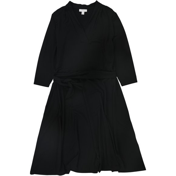 Charter Club Womens Knit 3/4-Sleeve Midi Dress black 2X