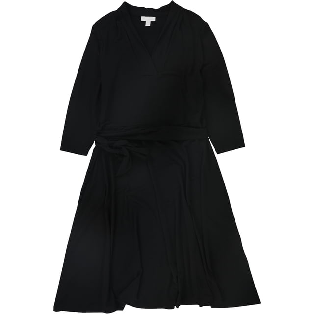 Charter Club Womens Knit 3/4-Sleeve Midi Dress black 2X