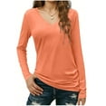 thumbnail image 2 of PFRNLF Women's Long Sleeve T Shirts V Neck Cotton Basic Tee Soft Breathable Casual Tops, 2 of 6