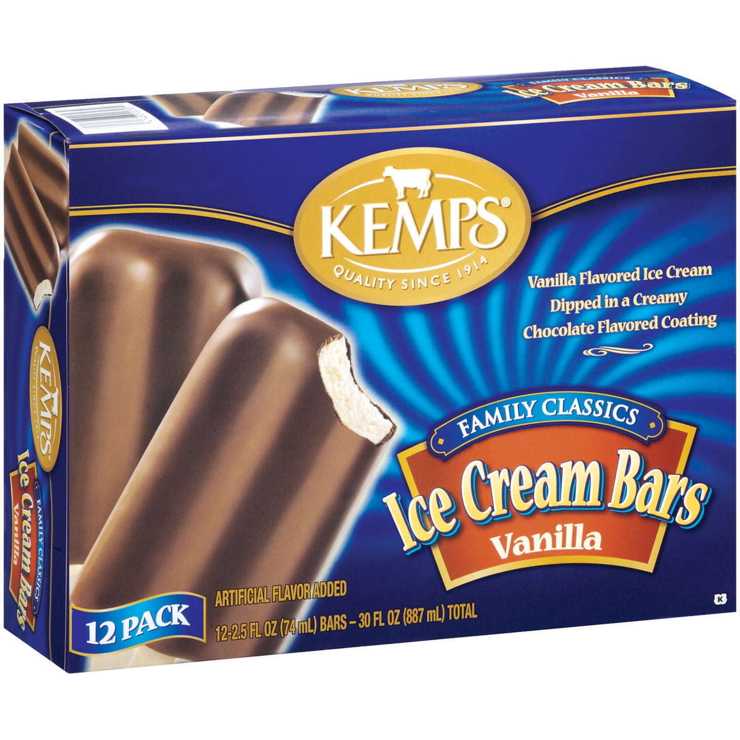 Kemps Vanilla Ice Cream Bars 12 Ct Box