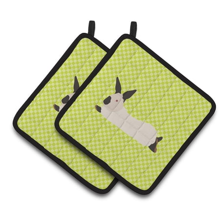 Caroline s Treasures California White Rabbit Green Pair of Pot Holders