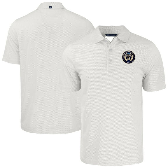 Men's-Cutter & Buck  White Philadelphia Union Big & Tall Pike Eco Symmetry Print Stretch Recycled Polo