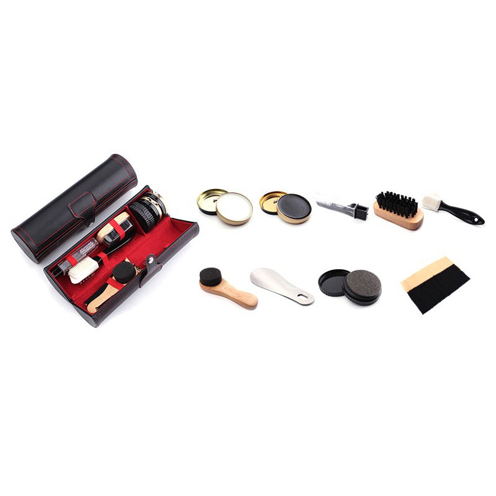 Kit De Nettoyage Pour Chaussures En Cuir - Avec Sac Et Éponge, Pratique à Emporter - Couleur Aléatoire (Brun) - Dimensions 17.5x11 Cm - 9
