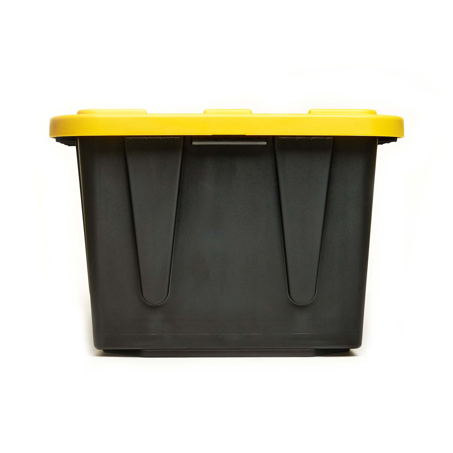 Modern Homes 0.5 gal. Large Storage Box Translucent in Gray Bin with Yellow Handles with Cover