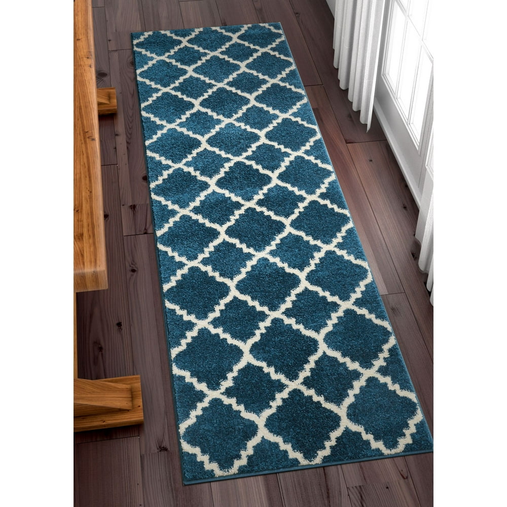 Well Woven Harbor Trellis Dark Blue Moroccan Lattice Modern Geometric 3