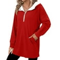 thumbnail image 3 of Womens Long Length Hoodies, Long Sleeve Pullover for Women Fashion Loose Fit Solid Color Half Zip Up Sweatshirts with Pockets Fall Clothes, 3 of 5