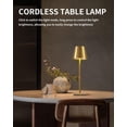 thumbnail image 2 of TEMOGU-Set of 2 Cordless Table Lamps, LED Rechargeable Battery Operated Desk Lamps with 3 Color Stepless Dimmable, IP54 Waterproof Portable for Outdoor Patio Bar Restaurants Bedroom Bedside (Gold), 2 of 4