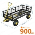 thumbnail image 2 of 900 lbs Steel Garden Dump Cart with Removable Sides, Convert to Flatbed, Heavy Duty Yard Cart with 180°Rotating Handle & 10" All Terrain Wheels, Utility Dump Wagon for Lawn Farm Backyard, 2 of 9