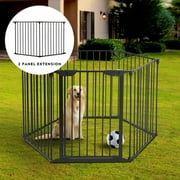 Topcobe 2 Panel Safety Play Yard for Kids Toddler Baby, Cute Kids Playpen with Gate, Lightweight Panel Play Activity Centre Yard, Flexible Sturdy Play Pen Indoor for Toddler, Black
