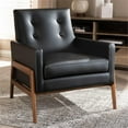 thumbnail image 2 of Baxton Studio Perris Faux Leather Lounge Chair in Black and Walnut, 2 of 9