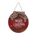 thumbnail image 2 of Letrero navideño de madera para puerta, letrero colgante redondo de Navidad con lazo, letra colgante decorativa para interiores, copo de nieve, 2 of 14