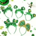 thumbnail image 5 of 7 Pcs Green Clover Bow Tinsel Headbands, Sequin Glitter Hair Hoops for Women Girls Festival Costume Accessories, 5 of 13