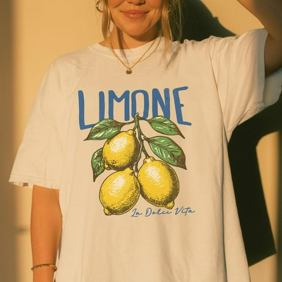 Aesthetic Lemon T-Shirt for Summer | Amalfi Coast Lemon Fruit Souvenir Tee | Italian Citrus Lemon Shirt Gift for Europe Travel & Beach Lover
