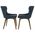 thumbnail image 3 of Robin Dining Chairs Set of 2 - Navy Blue Vegan Leather, Mid-Century Modern Style, Oak Legs, 18"x25"x32" - Perfect for Dining Room or Kitchen, 3 of 9