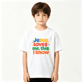 thumbnail image 2 of Jesus Loves Me Boys Graphic Tee, Christian Faith Sunday School 100% Cotton Kids Short Sleeve T-Shirt, 2 of 5