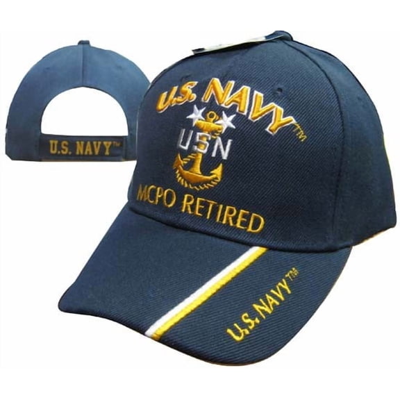Blue US Navy MCPO Master Chief Petty Officer Retired Hat Ball Cap Veteran