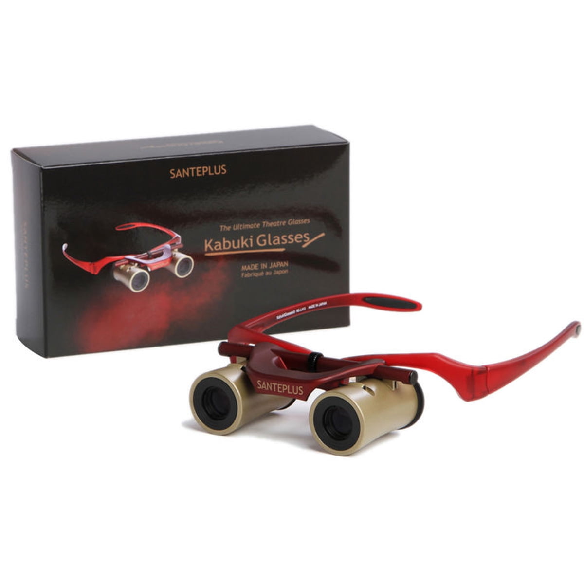 KabukiGlasses Opera Theater Binocular 4x13mm,     Hands-Free Autofocus with Ultra Bright Lens,      Gold/Red