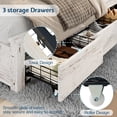 thumbnail image 5 of amerlife Twin Daybed with Bookcase Headboard, USB-C Charging, RGB Lights & 3 Drawers, No Box Spring Needed, Platform Bed Frame for Teens, Dorms, Guest Room,Distressed White, 5 of 9