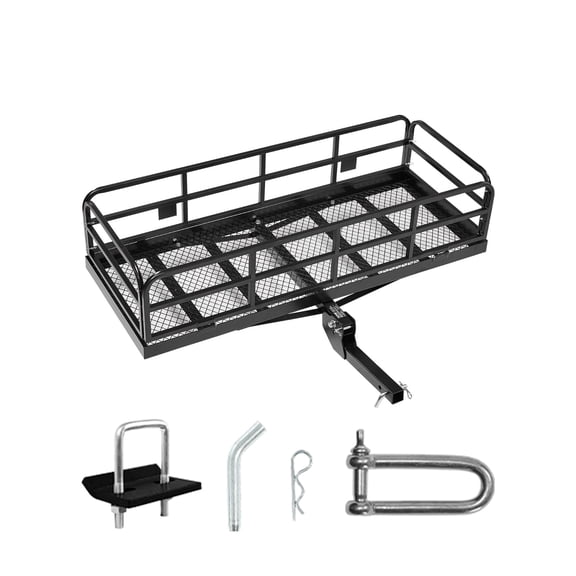 VEVOR 60" x 24" x 14", Hitch Cargo Carrier, 500 lbs Capacity Hitch Cargo Carrier with Anti-Rattle Hitch Stabilizer, Folding Hitch Mount Cargo Carrier with Pins and Latches, Fit for SUVs/Pickup Trucks