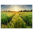 thumbnail image 2 of Green Wheat Field at Sunset - Landscape Photography Canvas Print, 2 of 3