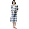 thumbnail image 1 of Sunny Forrest mid-calf Blueplaid Hooded Robe (CA/US, Alpha, Small, Medium, Regular, Regular, WINE/BLACK), 1 of 1