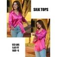thumbnail image 6 of Zeagoo Button Up Shirt Women Satin Long Sleeve Loose Office Blouses Collared Dressy Casual Business Silk Tops, 6 of 6