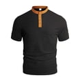thumbnail image 3 of RXMEKW Moisture-Wicking Short Sleeve Henley for Men, Casual Slim Fit Shirt, Regular Length, Color Block Design, 3 of 6