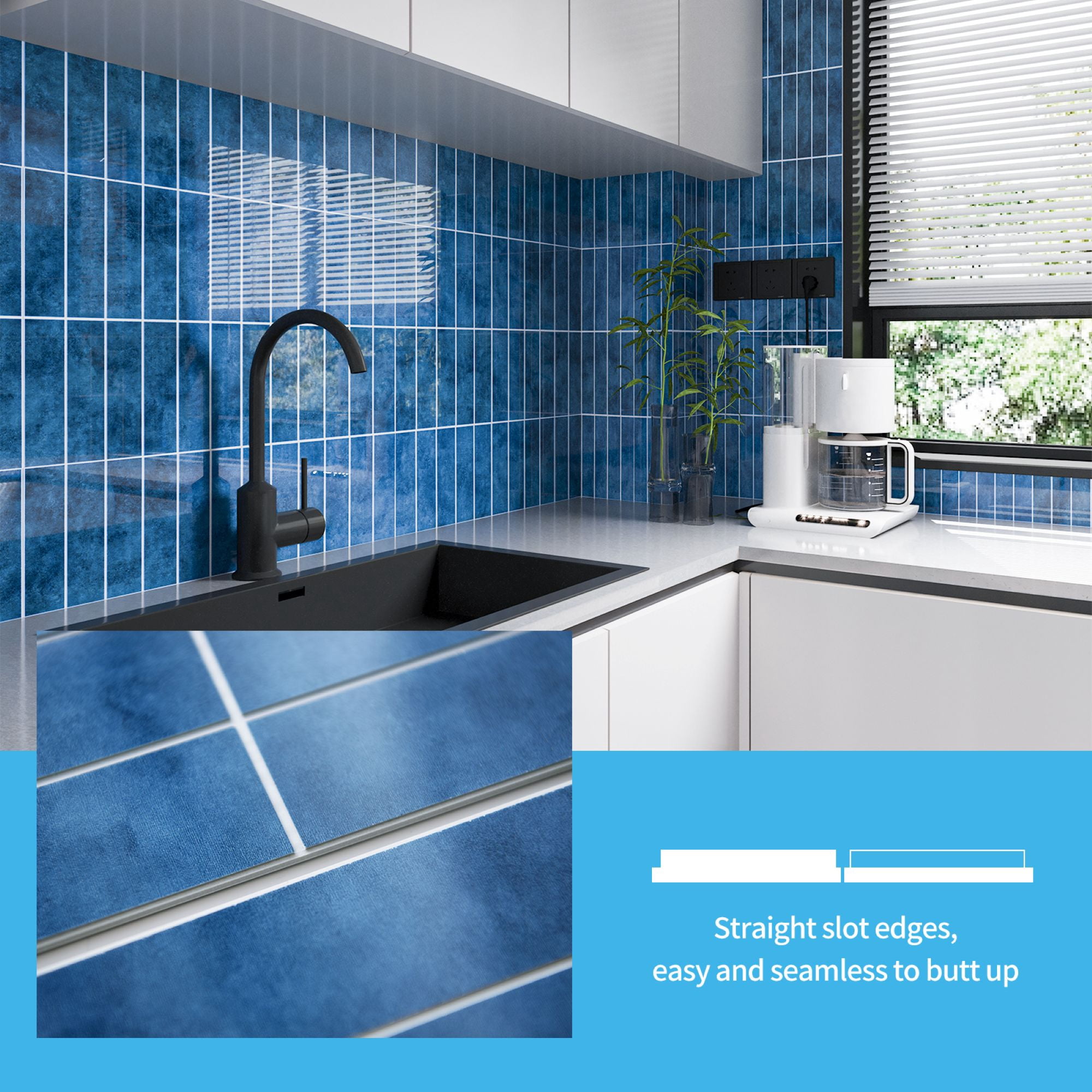 Art3dwallpanel 11.4''x9.1'' Faux Marble Peel & Stick Backsplash for Kitchen,Wall,Blue,7.2sq.ft.(Set of 10)