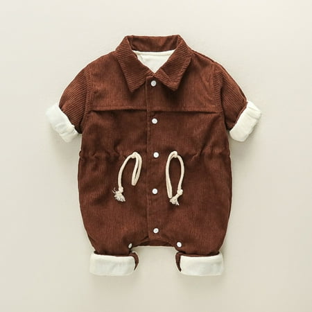 

NIUREDLTD Toddler Babys Girls Boys Thick Warm Jumpsuit Draw String Pure Color