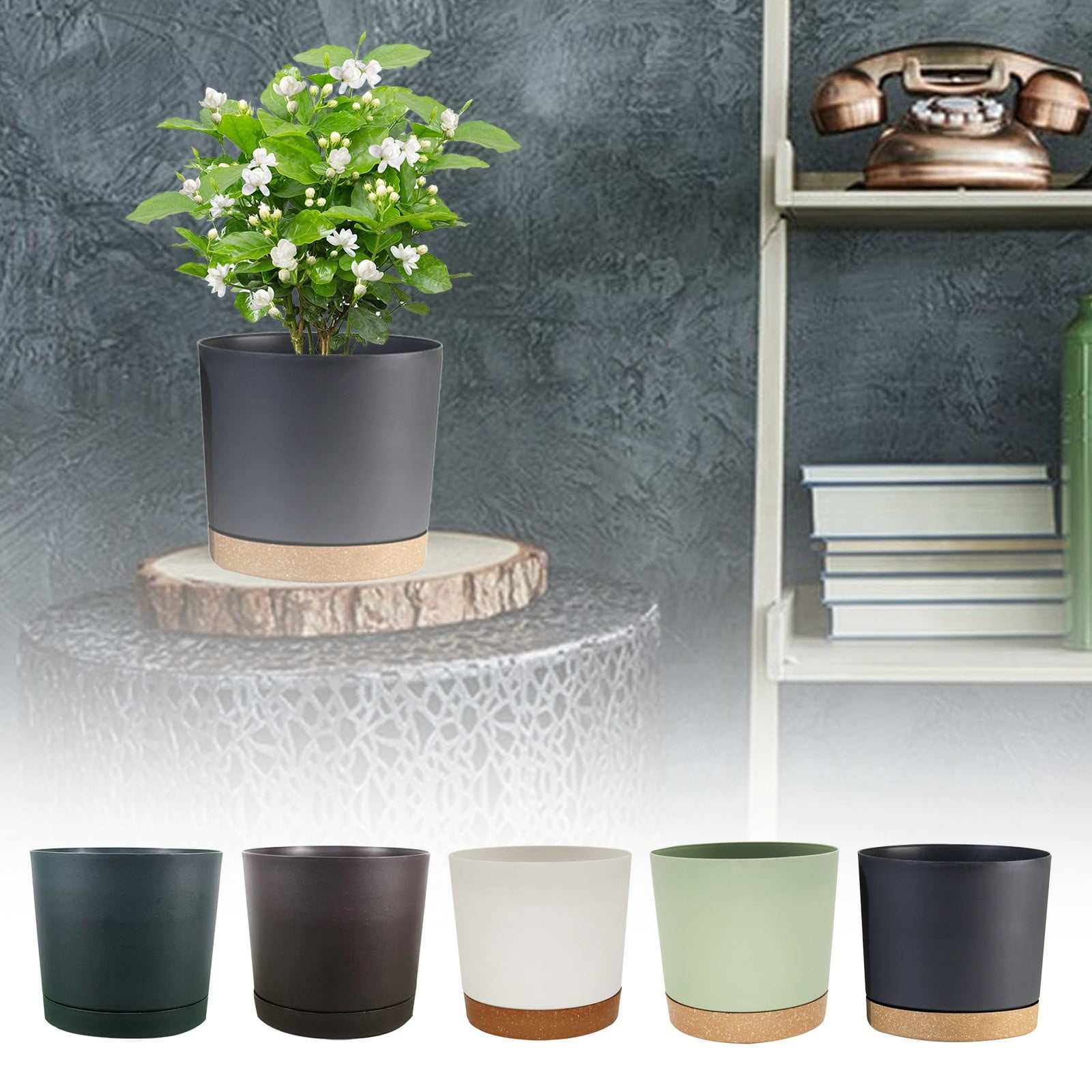 BNNG Large Self Watering Pots, Plastic Planters Removable Deep Reservoir and Multi Mesh Drainage Holes for Indoor Outdoor Garden Plants and Flowers Black Plastic Flower Pots With Holes And Saucers