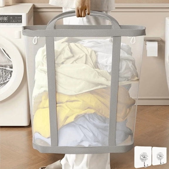 Extra-Large Foldable Mesh Laundry Basket with Handles, Rectangular Space-Saving Hamper for Home, Travel & Laundry Rooms