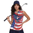 thumbnail image 6 of HUIACONG Eagle Design for The American Flag Women's Sleeveless Golf Shirts, Half Zip Collared Stretchy Workout Tank Tops Elastic Golf Top for Tennis Running, 6 of 7