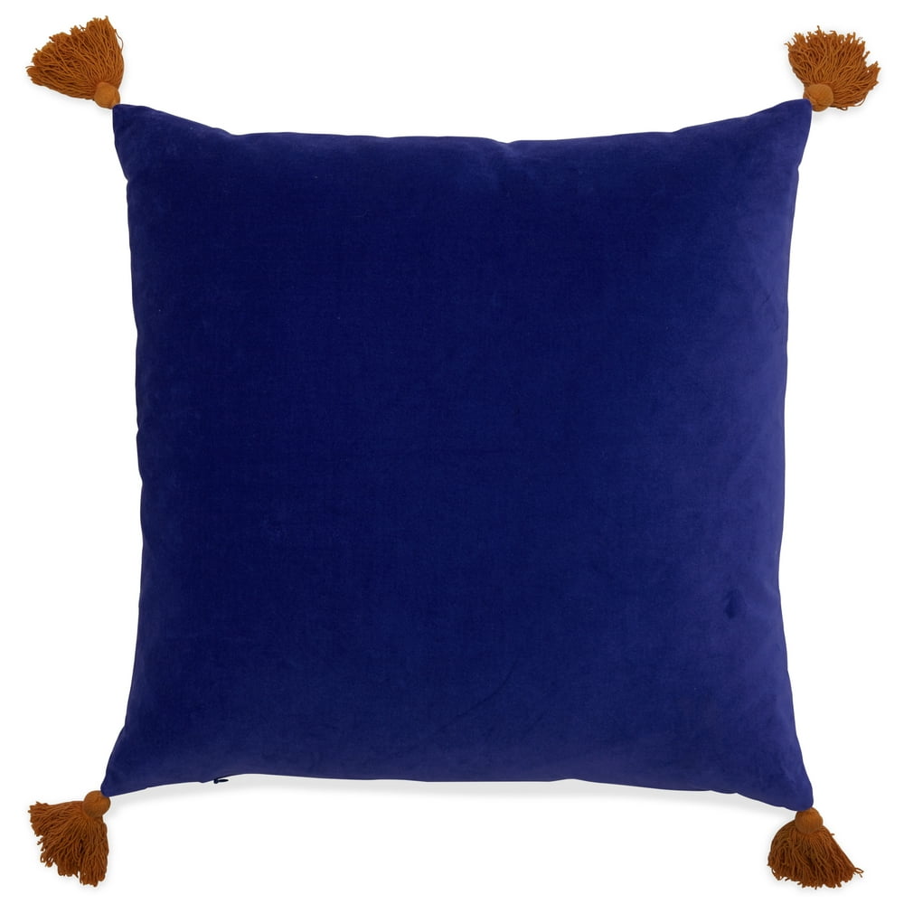 Velvet Decorative Throw Pillow with Tassels, 20x20" by Drew Barrymore