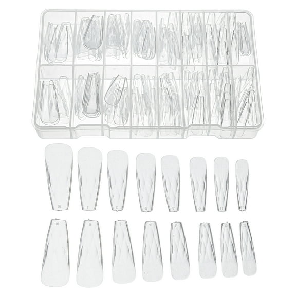 Unique Bargains 150 Pcs 3D Argyle YS-468 Fake Nails Clear