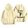 thumbnail image 2 of Why Walk Women's Printed Round Neck Pullover Sweatshirt Hooded Drawstring Sweatshirt Top, Casual Fall Winter Fashion with Soft Fabric for Comfortable Wear,Beige,L, 2 of 4