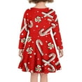 thumbnail image 3 of Renewold Candy Canes Stars Skater Dress for Teen Girls Long Sleeve A-Line Winter Casual Dress Size XL Kids Happy Christmas Party Birthday Twirl Dresses, 3 of 4