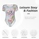thumbnail image 4 of Fotbe Vintage Rose Body de Mujer con Cuello Redondo y Mangas Cortas, Sin Mangas Ajustado, Suave, Cómodo y Básico-Small, 4 of 7