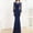 Navy, variant on Womens Elegant Lace Long Sleeve Evening Dress Floor Lenght Formal Prom Wedding Dress Mermaid Cocktail Party Maxi Gown