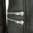thumbnail image 4 of Womens Short Tailored Fit Morino Black Real Sheepskin Cross Zip Biker Style, 4 of 8