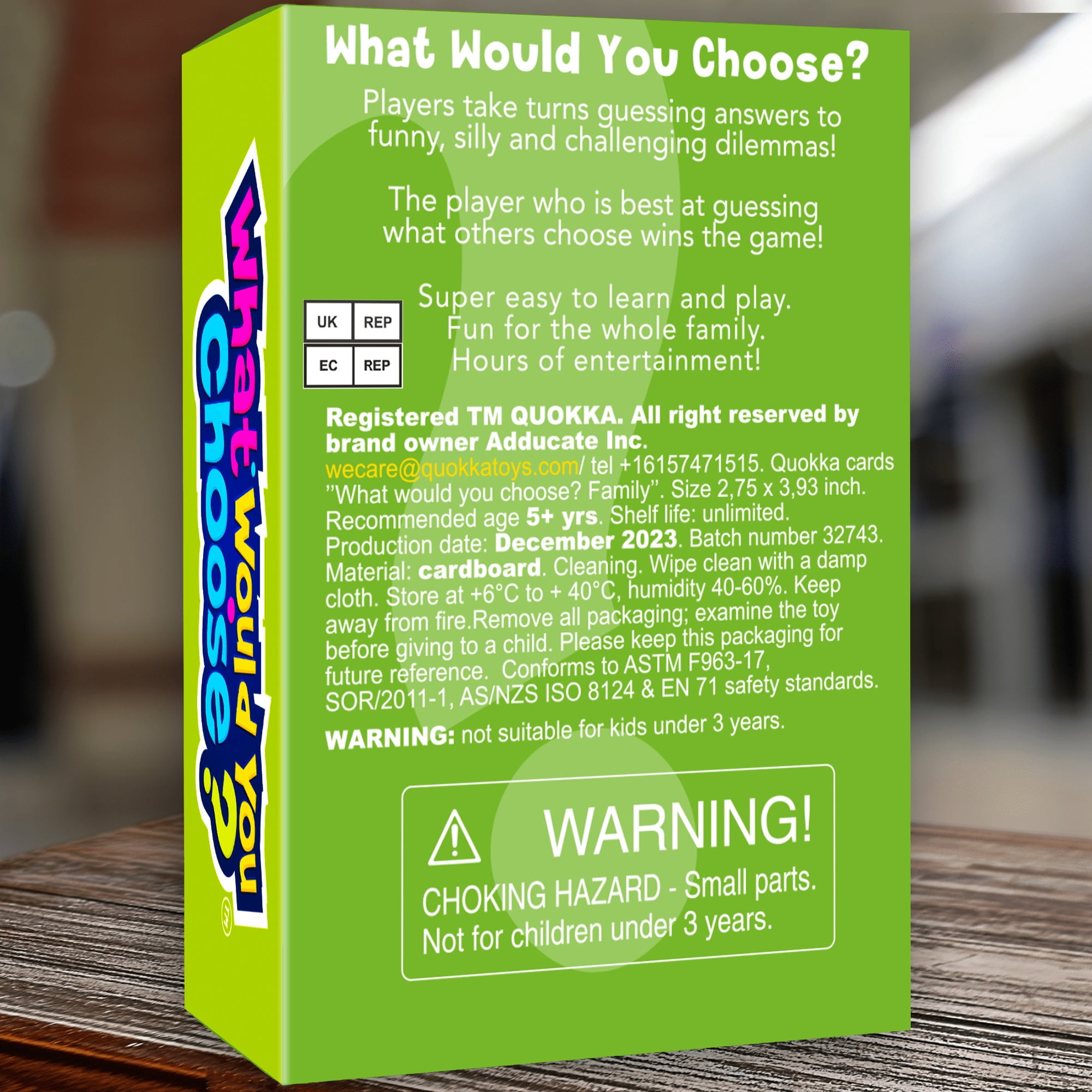 Quokka Card Game Ages 6+ Quiz - What Would You Choose - Family Dilemmas Entertainment