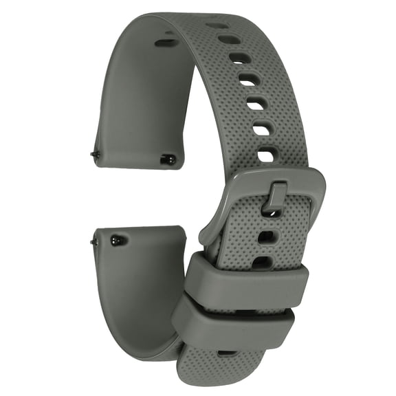 Uxcell Silicone Watch Band 18mm Quick Release Flexible Rubber Replacement Watch Strap with Stainless Steel Clasp for Men Women, Grey