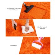 indoor outdoor rugs 4x6ft Area Rugs for Living Room, Large Fluffy Black Rugs for Bedroom, Soft Carpet Shag Kids Room Rug, Non-Slip Stickers Rugs Indoor Orange